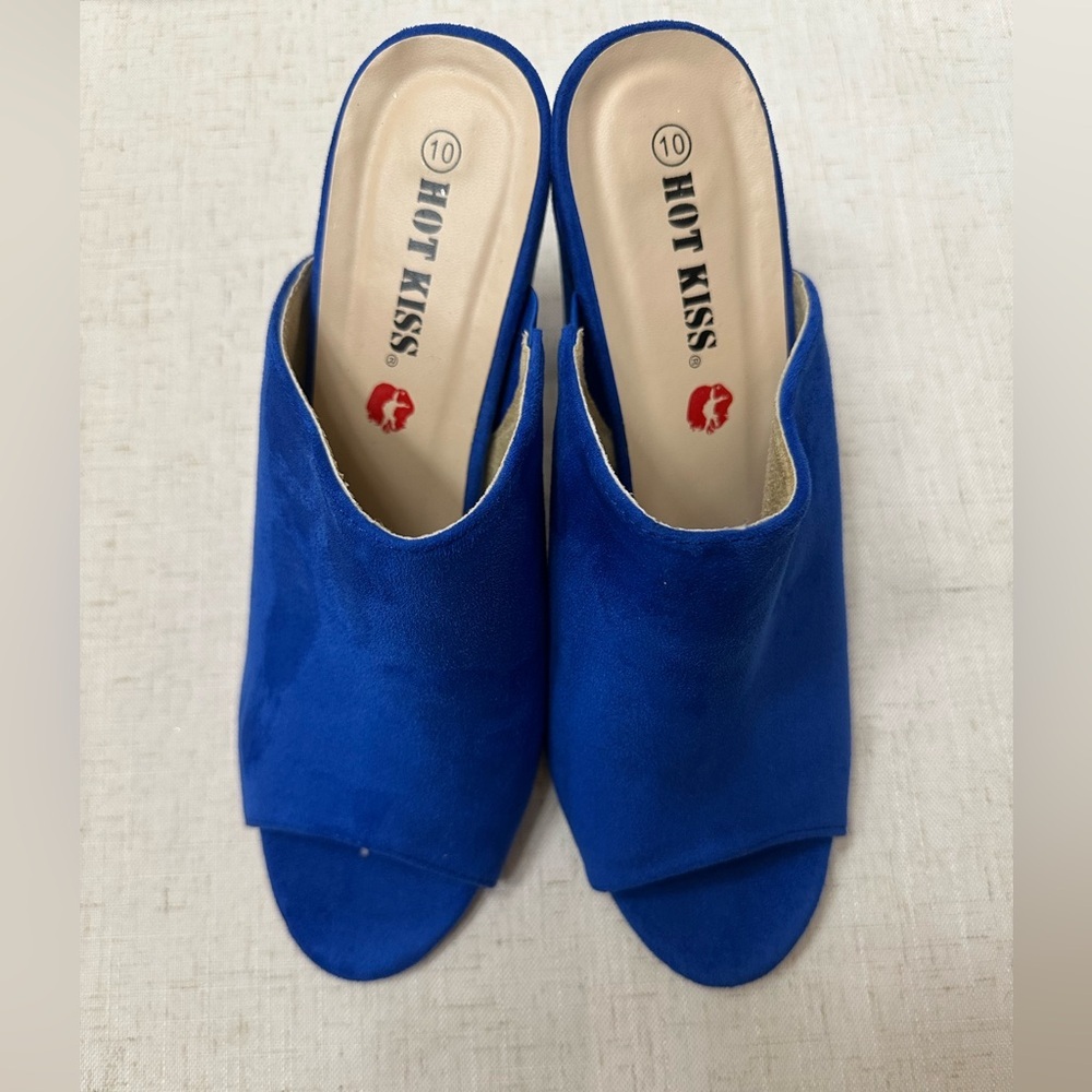 Hot Kiss Vibrant Blue Open-Toe Mules - Picture 3 of 10